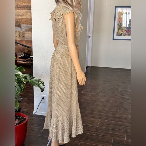 Max Studio Patterned Ruffle Wrap Midi Dress sz M EUC - Picture 5 of 12